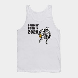 Funny astronaut drinks beer filtered protected Tank Top